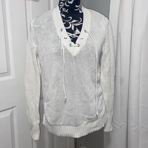 Gap factory lace up sweater white sz small